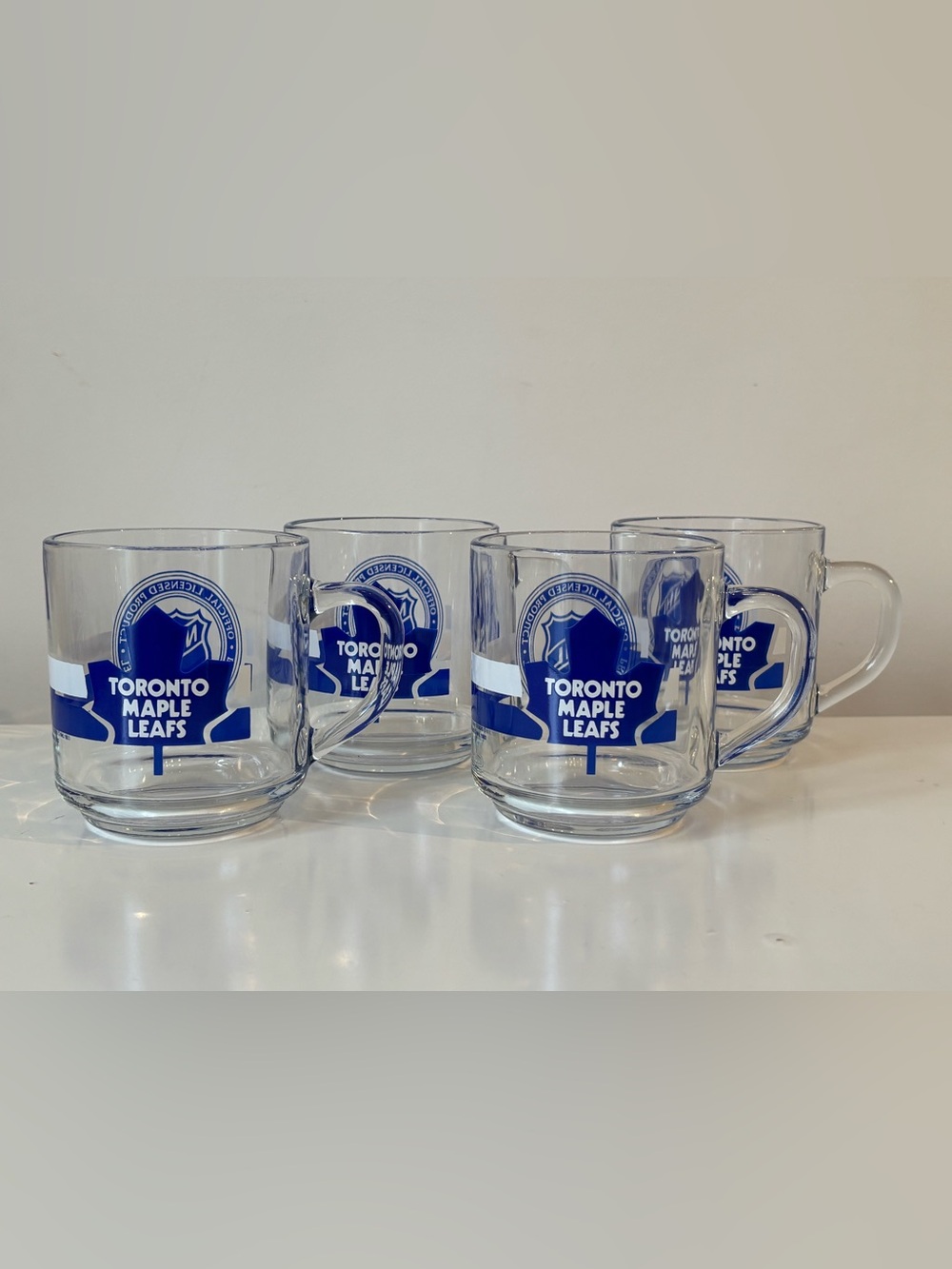 Vintage 1993 Toronto Maple Leafs NHL Glass Beer Mug Set of 4 Cutler